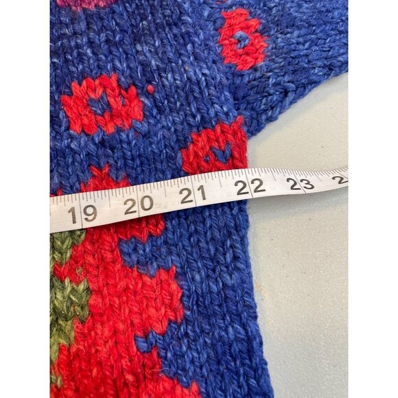 Fatto Bolivian Alpaca Wool Colorful Tribal Designed Cardigan Sweater Sz S - Picture 7 of 9